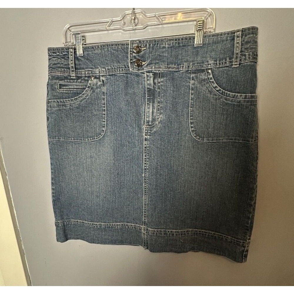Vintage Code Blue Y2K Khaki Short Denim Jean Skirt size 14